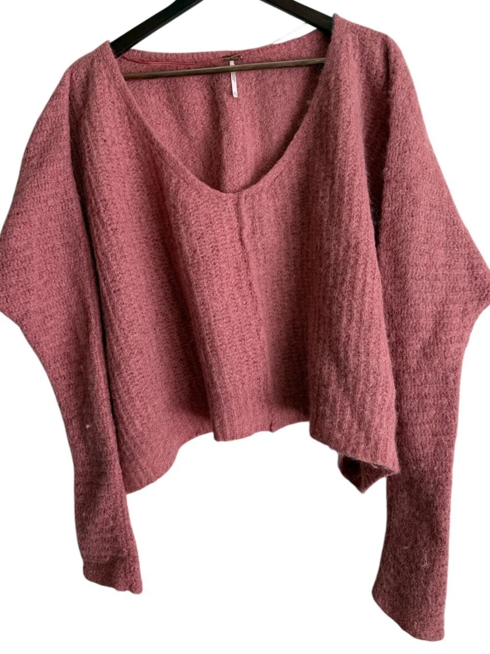 FREE PEOPLE Moonbeam Alpaca Oversized Crop V-neck Sweater Sz XL